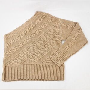 MILLY One Shoulder Wool Sweater in Tan